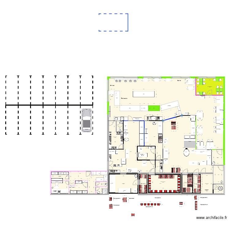 Projet Euromaster fabrication avec patisserie et snacking sans couloir. Plan de 0 pièce et 0 m2