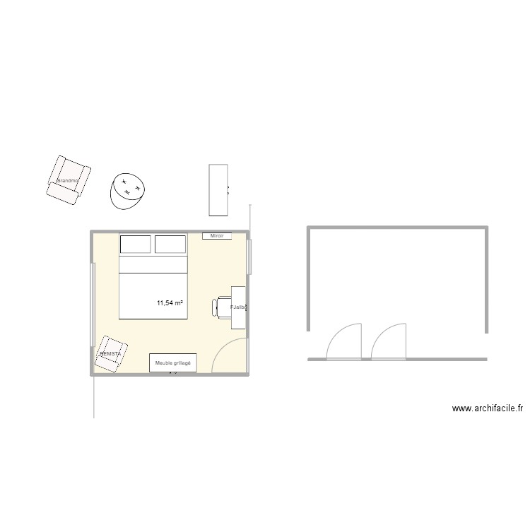 6865. Plan de 1 pièce et 12 m2