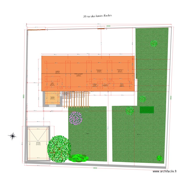 maison hautes roches toit actuel. Plan de 11 pièces et 65 m2