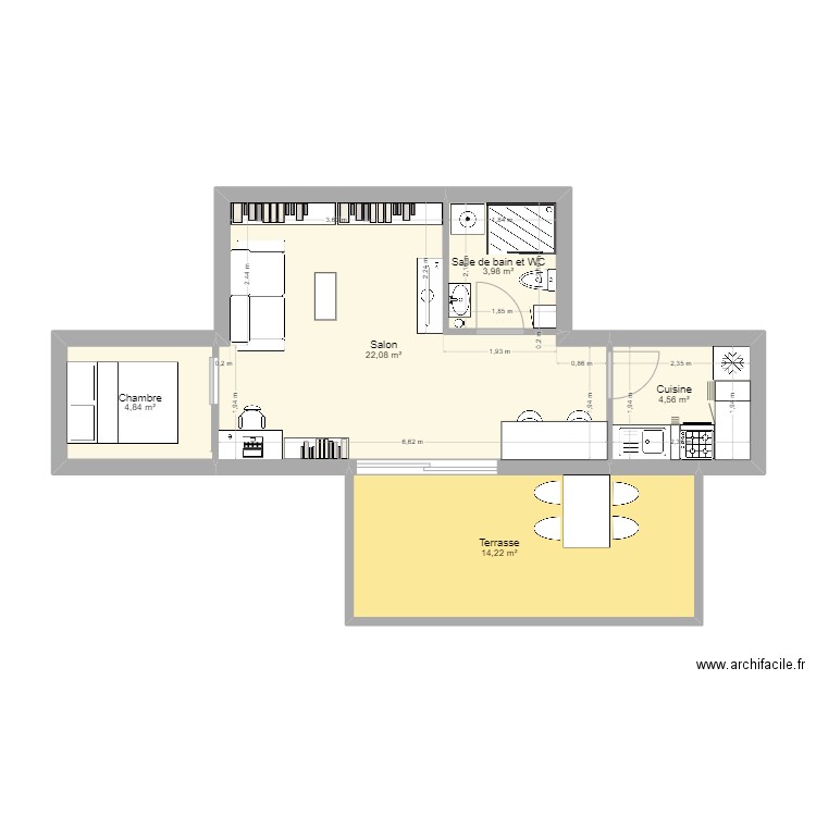 Container 40 + 20 essai 10. Plan de 5 pièces et 50 m2