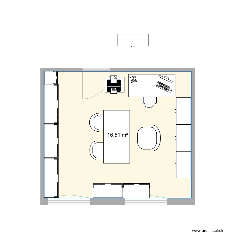 Bureau v8. Plan de 1 pièce et 17 m2