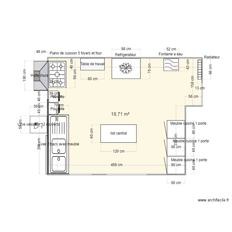 cuisine V2 CS GOUSSAINVILLE. Plan de 1 pièce et 19 m2