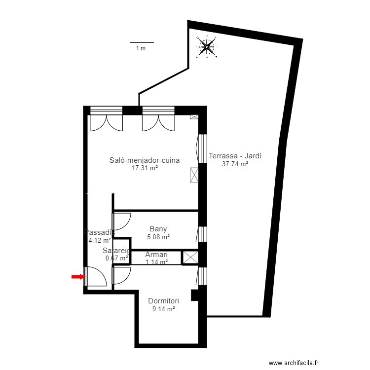 ED. BECAINA BLOC C 2-3. CANILLO. Plan de 9 pièces et 96 m2