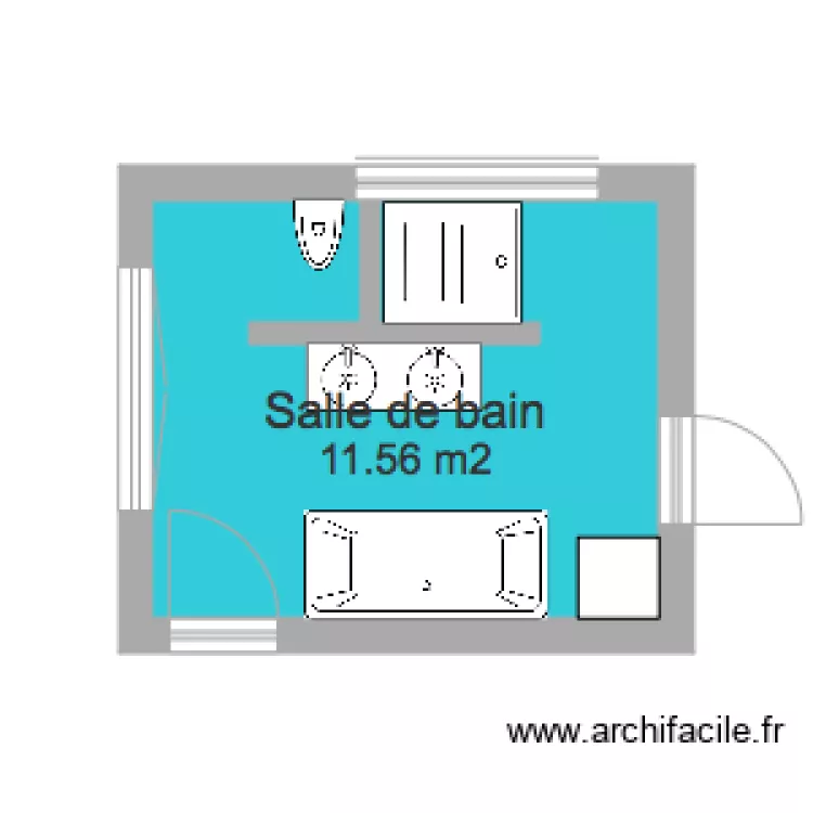 Salle de bain version 2. Plan de Salle de bain version 2. Plan de