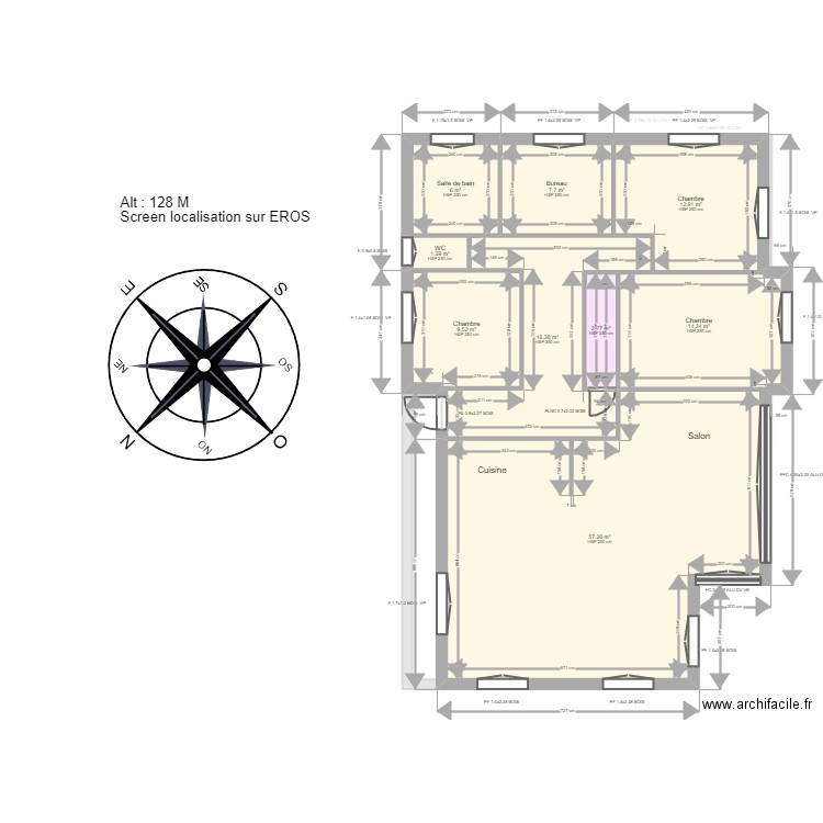 Pessereau. Plan de 12 pièces et 261 m2