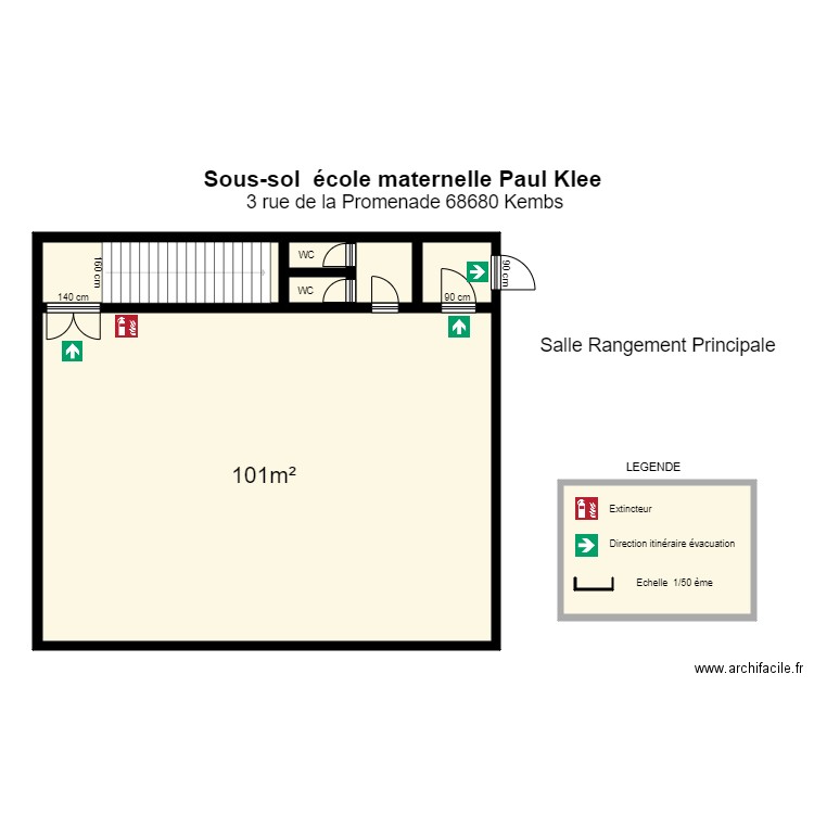 sous sol paul klee. Plan de 7 pièces et 135 m2