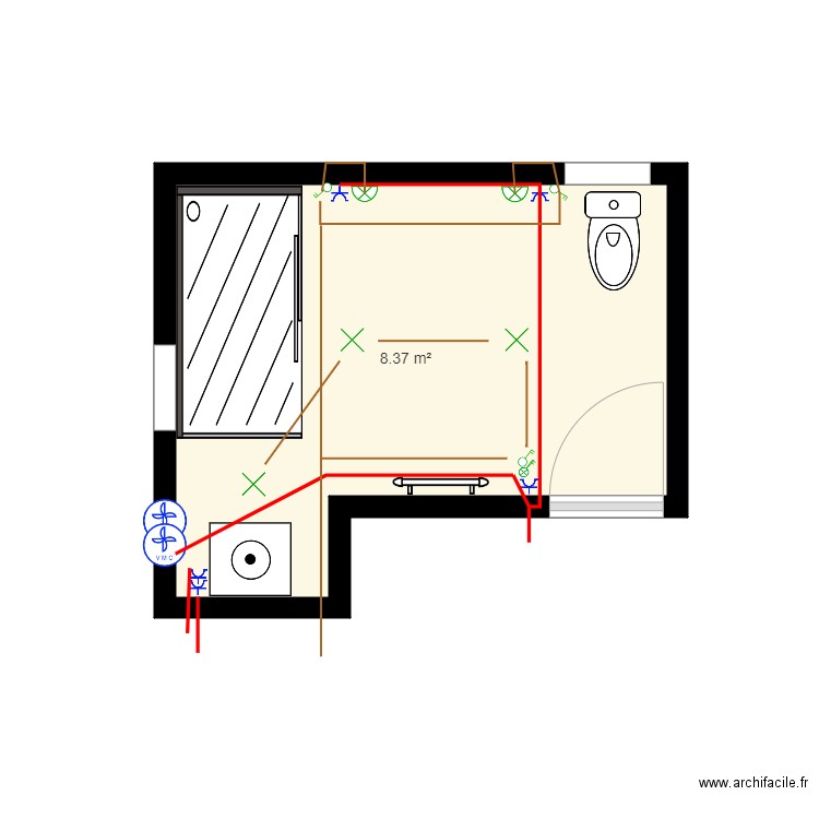 Sdb Millington schéma de position. Plan de 0 pièce et 0 m2