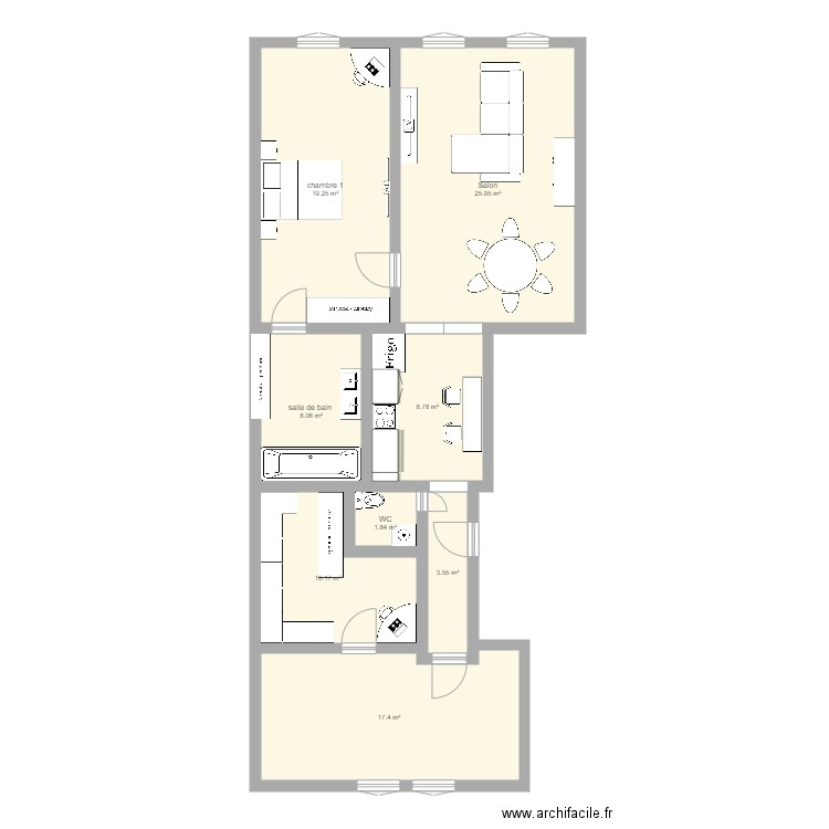 Appartement 95m2. Plan de 0 pièce et 0 m2