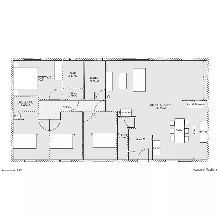 maison_nailloux_meuble. Plan de 