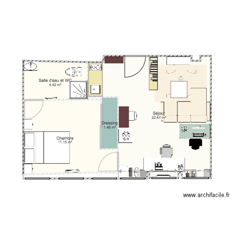 Modif salon. Plan de 0 pièce et 0 m2