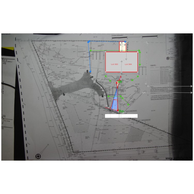 plan bornage lot 366 et 360 dans lotissement ok répartition terrain équitable. Plan de 0 pièce et 0 m2
