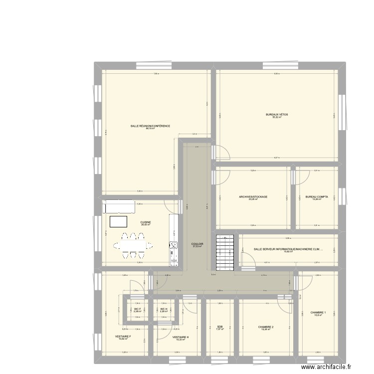 Projet 2 ETAGE. Plan de 14 pièces et 299 m2