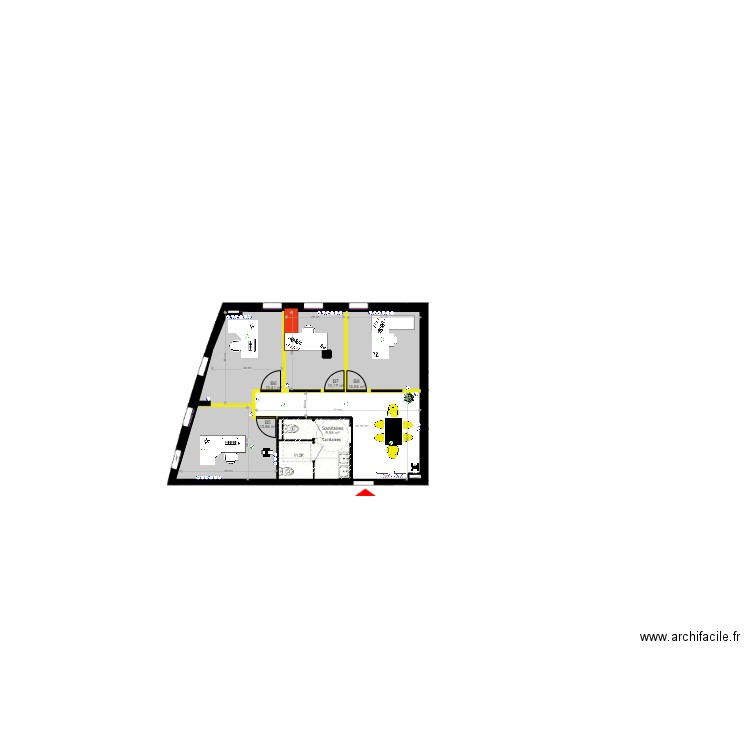 Bureau 3 RDC Nationale. Plan de 10 pièces et 607 m2