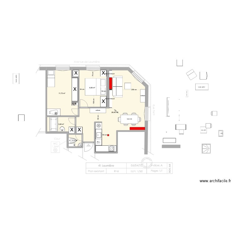 laumIERE v1. Plan de 5 pièces et 54 m2