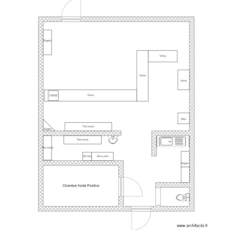 boucherie du moulin. Plan de 3 pièces et 70 m2