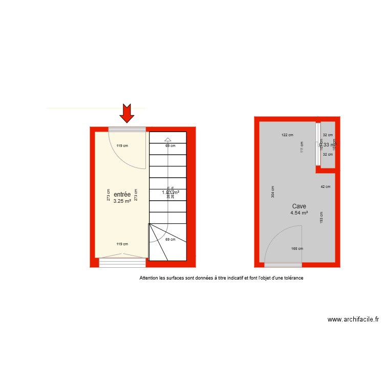 BI 5508 Entrée et cave côtées. Plan de 0 pièce et 0 m2