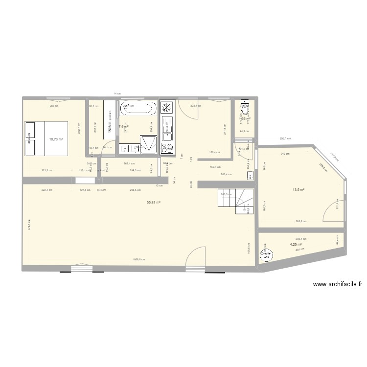 Maison Malvina  RDC. Plan de 9 pièces et 127 m2