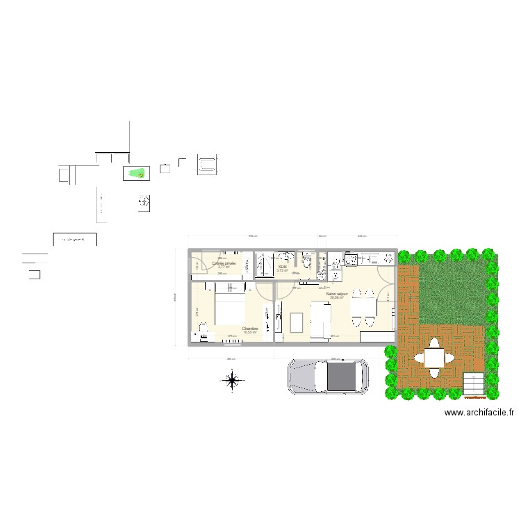 Garage. Plan de 4 pièces et 38 m2