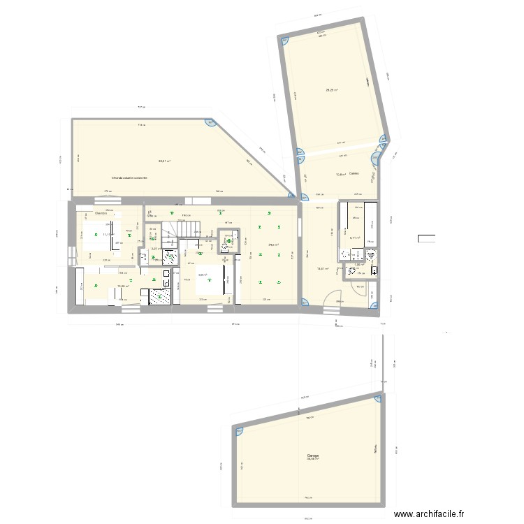 Maison Trezien Plan Version Kalou bas janvier 2023. Plan de 13 pièces et 196 m2