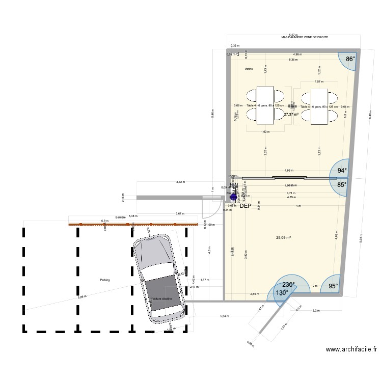 MASDAUMIERE ZONE DE DROITE. Plan de 2 pièces et 52 m2