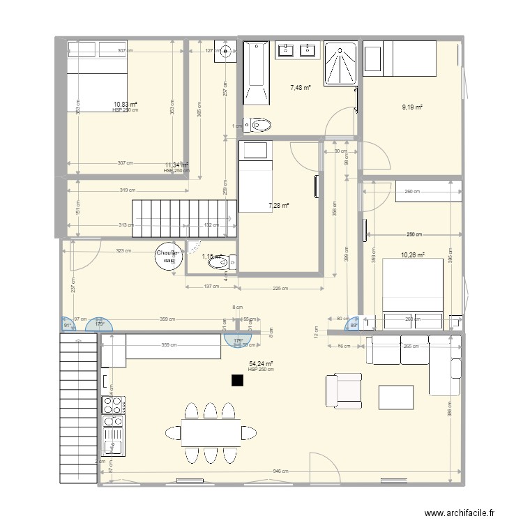 2023. Plan de 8 pièces et 112 m2