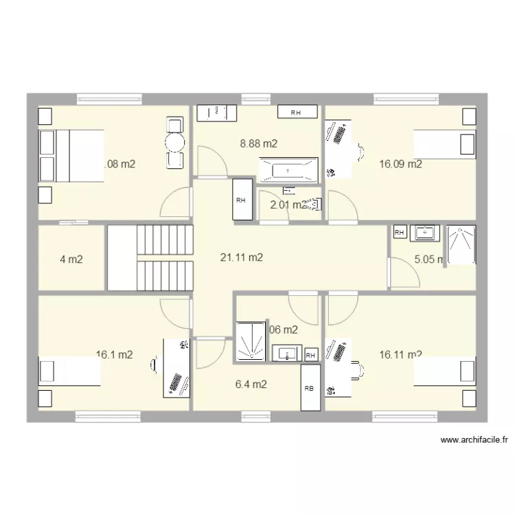 Maison Etage 25 10x14. Plan de 