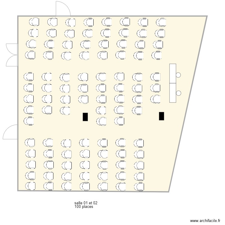 salle  001 et 002 100 places . Plan de 0 pièce et 0 m2