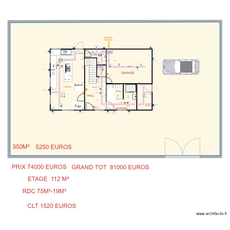 MAISON KIGALI 11 JUILLET 2022 - CHEMIN CABLES. Plan de 17 pièces et 516 m2