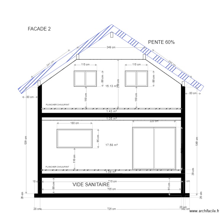 FACADE 2. Plan de 0 pièce et 0 m2