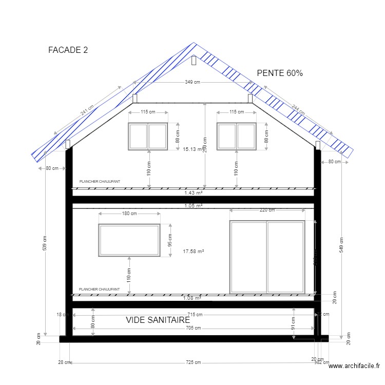 FACADE 2. Plan de 0 pièce et 0 m2