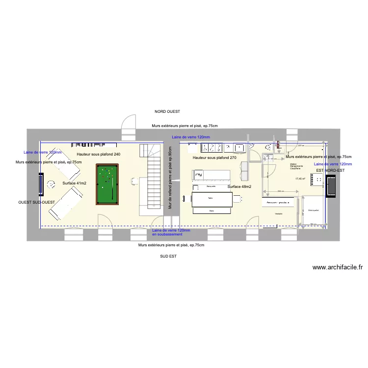 Sibinel Rez de chaussee Puissance chaudi&egrave;re. Plan de 