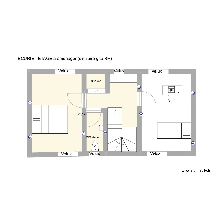 Plan Ferme Treb - Etage à aménager V2. Plan de 0 pièce et 0 m2