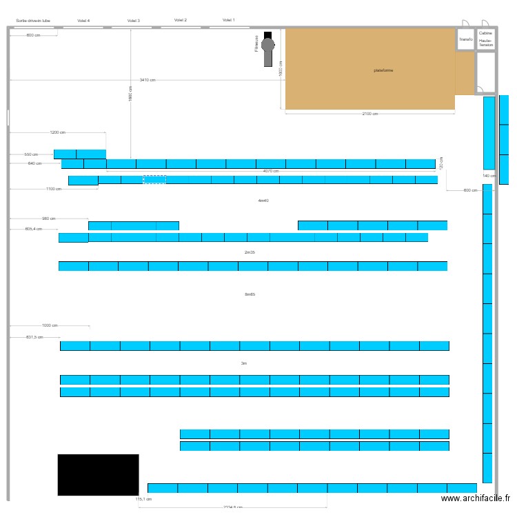 quai de chargement. Plan de 3 pièces et 24 m2