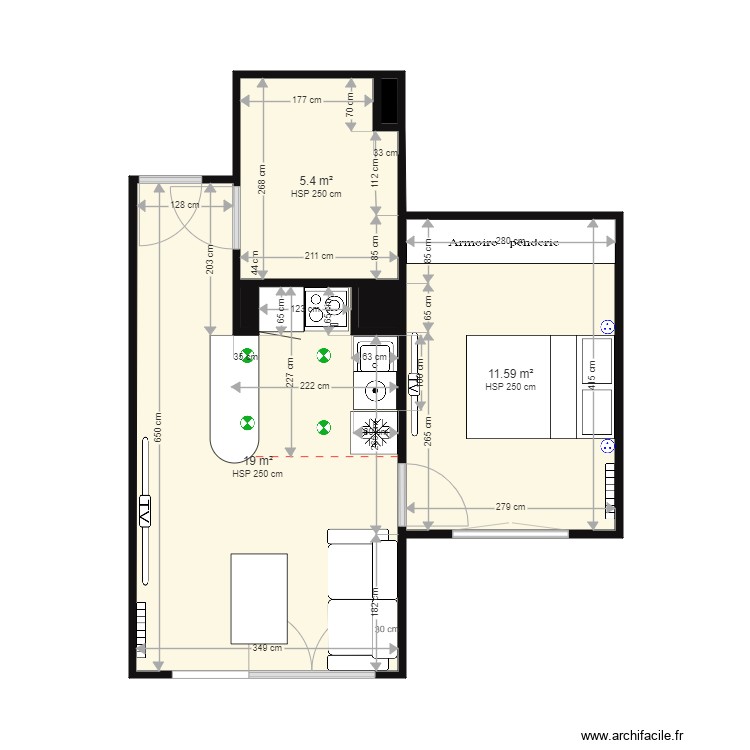 PLAN T2 BONDY CUISINE SALON. Plan de 0 pièce et 0 m2