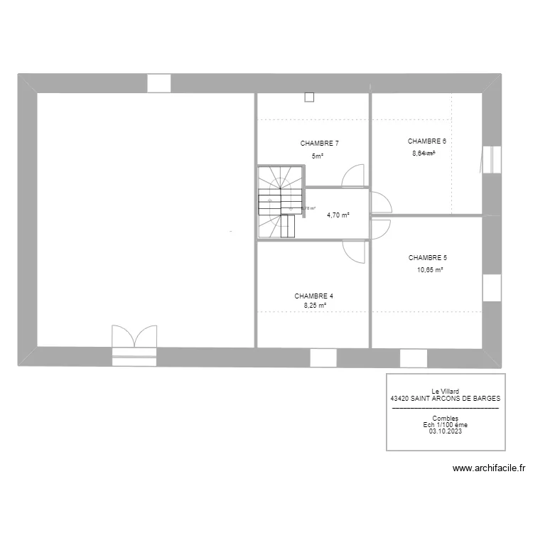 LE VILLARD HAUTE LOIRE COMBLES. Plan de LE VILLARD HAUTE LOIRE COMBLES. Plan de