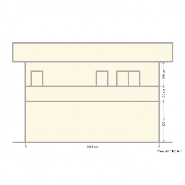 mwamba facade sud. Plan de 8 pièces et 81 m2