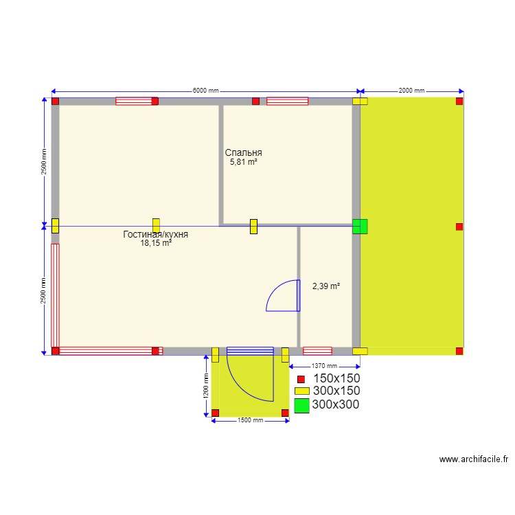 30 6 Dubrovo svai. Plan de 0 pièce et 0 m2