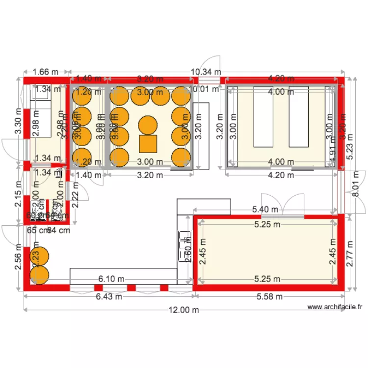 Brasserie 7 avec installations. Plan de 