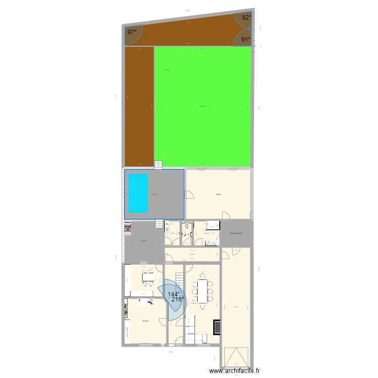 maison Canières. Plan de 28 pièces et 637 m2