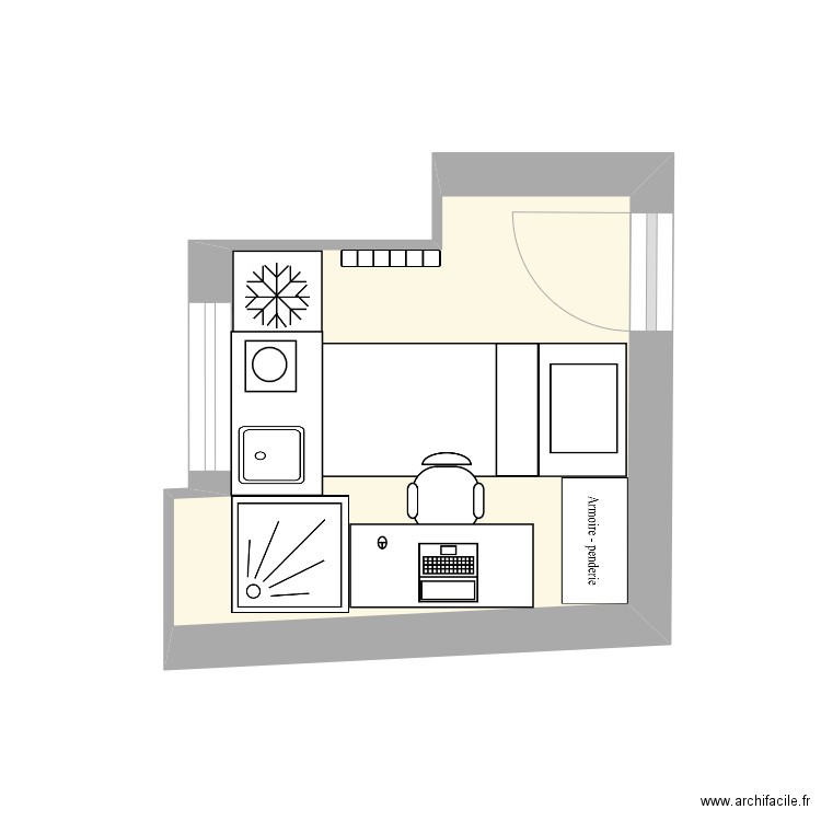 Chambre de bonne 1 nuit. Plan de 1 pièce et 6 m2