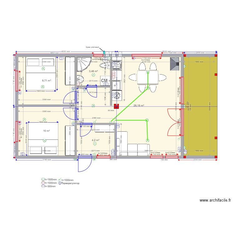 barn3 Жуковский. Plan de 6 pièces et 66 m2