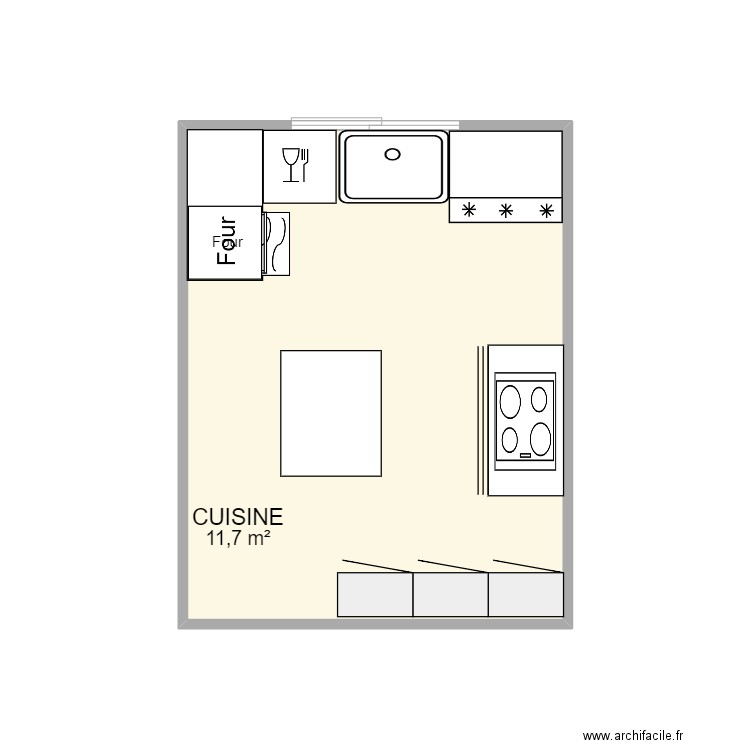 CUISINE 2. Plan de 1 pièce et 12 m2