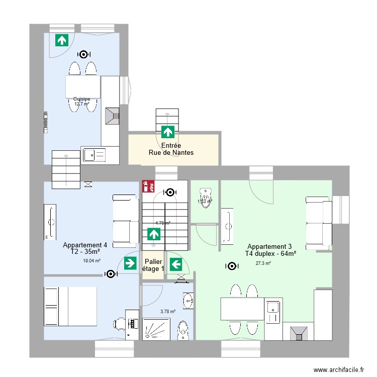 Vitre Etage Schéma évacuation. Plan de 0 pièce et 0 m2