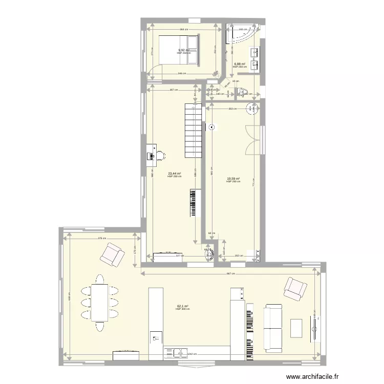 Maouris nord sud 5 fa&ccedil;ade est. Plan de 