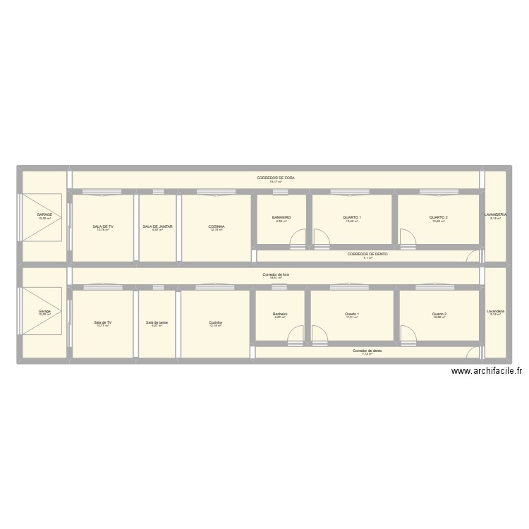 CASA 1 - MUTIRÃO. Plan de 20 pièces et 198 m2