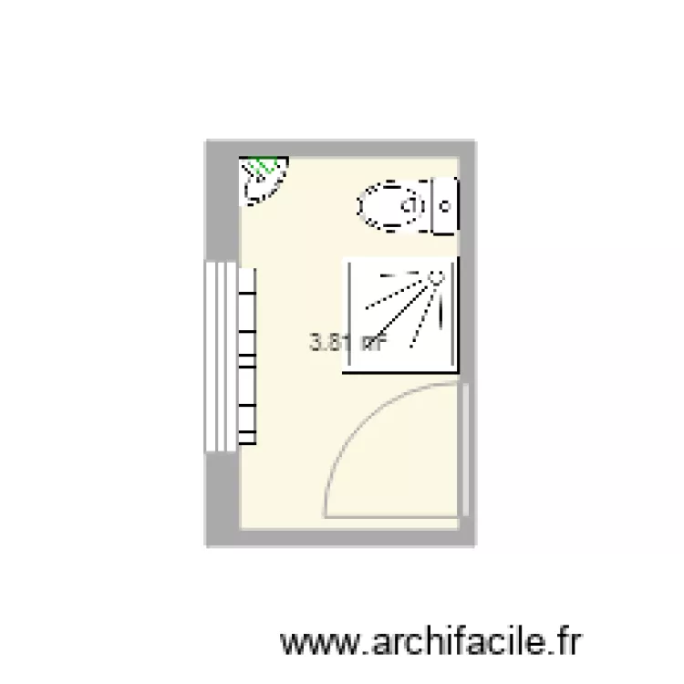 Douche bureau. Plan de 