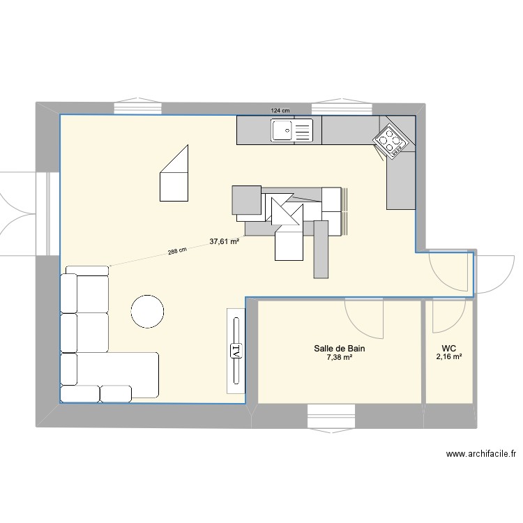 appart Cuisine. Plan de 0 pièce et 0 m2