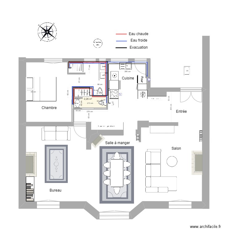 Plan Pabro V6. Plan de 1 pièce et 2 m2