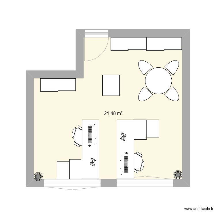 Bureau 1er Electrolyse. Plan de 1 pièce et 21 m2