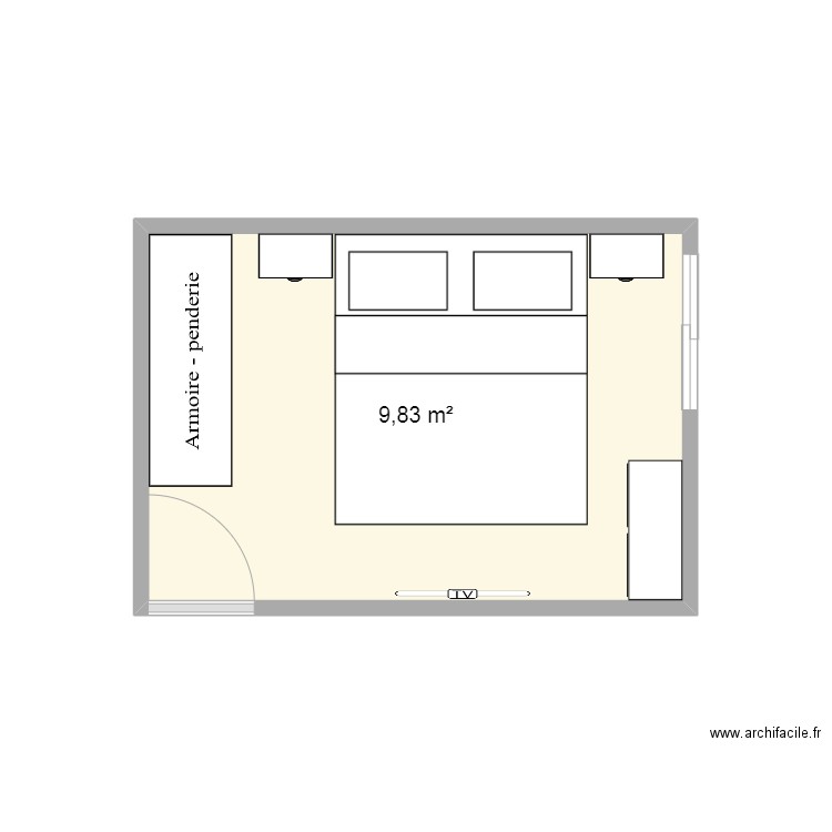 Chambre FCT. Plan de 1 pièce et 10 m2